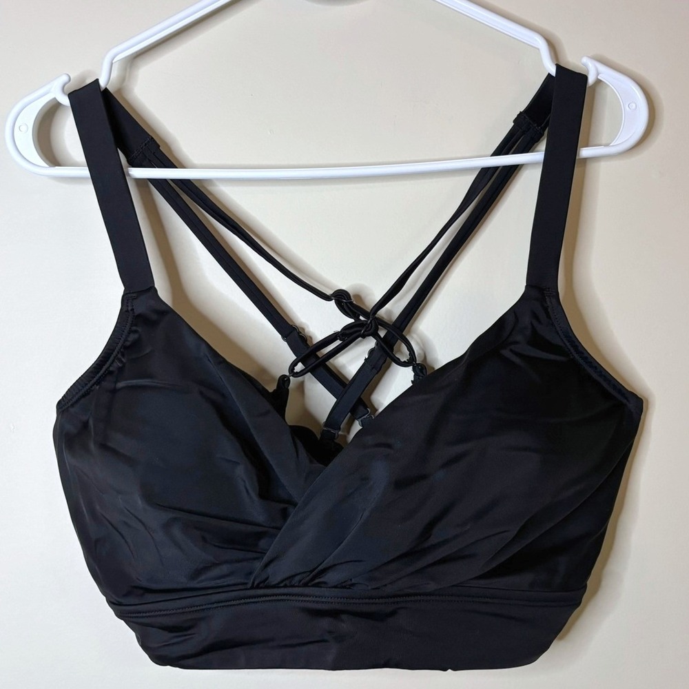 Title Nine Black Wrap Front Multi Strap Bikini Swim Top 38D Underwire Beach